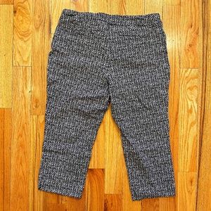Hilary Radley Ladies Pull On Capri Crop Pants Black White Size XL
